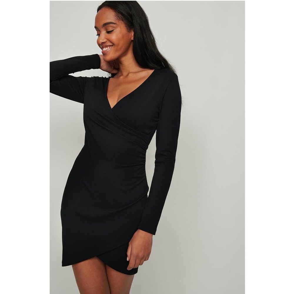 Michael stars wrap front black dress
